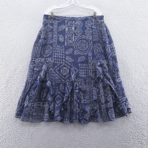 Coldwater Creek Dresses & Skirts - Coldwater Creek Womens Chiffon Ruffle Skirt XL Petite Blue Floral Paisley Fairy